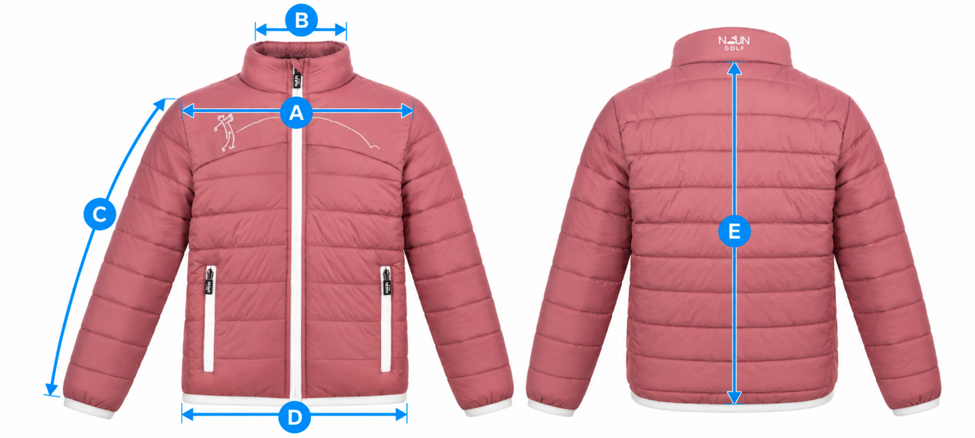 Padded jacket contrast model size guide Noungolf